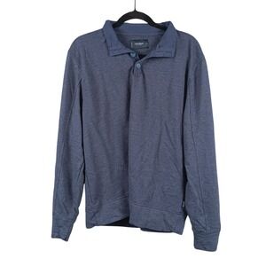 Lucky Brand Mens Long Sleeve Button Mock‎ Neck Pullover Shirt Blue Size L